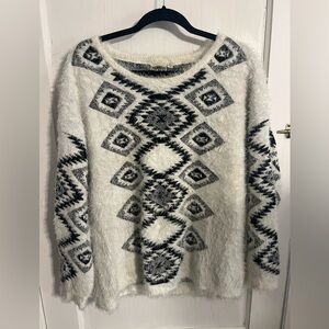 Rod's Fuzzy White and Black Sweater